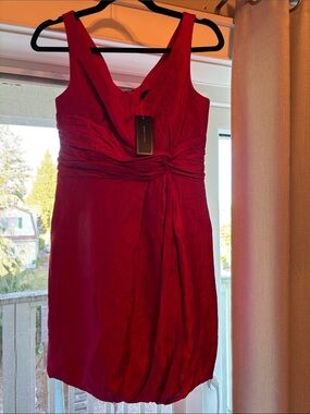 NWT Hot Pink Sleeveless Knot-Waist Cocktail Dress